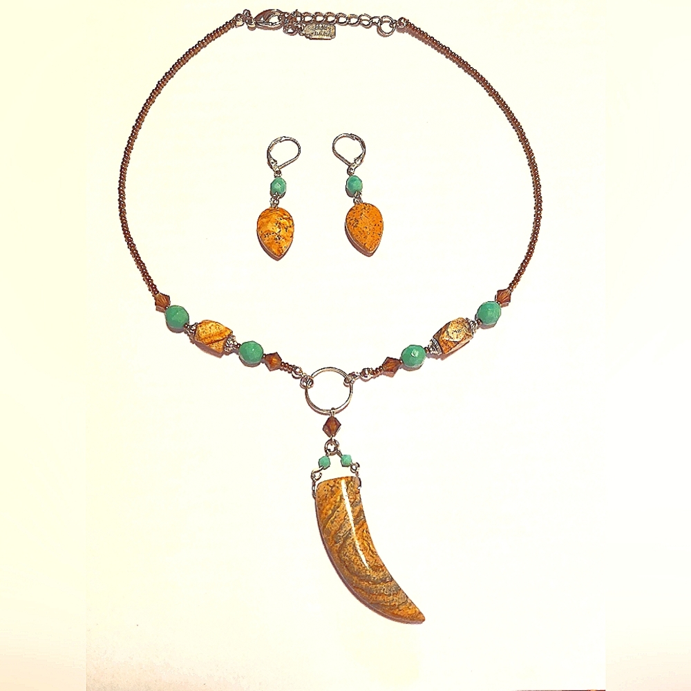 Sand Stone Jasper Necklace & Earring Set